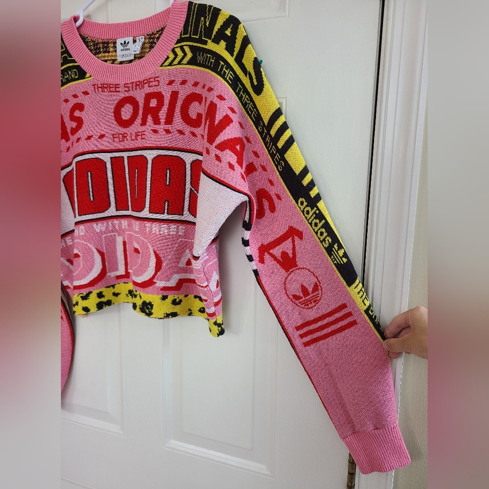 adidas Pink & Yellow Graphic Crewneck Sweater - Picture 7 of 13